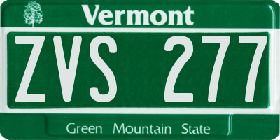 VT license plate ZVS277