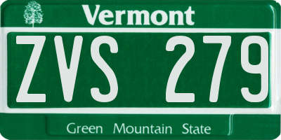 VT license plate ZVS279