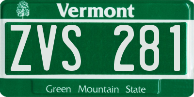 VT license plate ZVS281