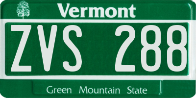 VT license plate ZVS288