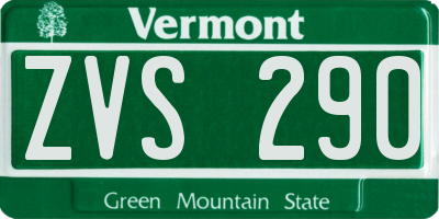 VT license plate ZVS290