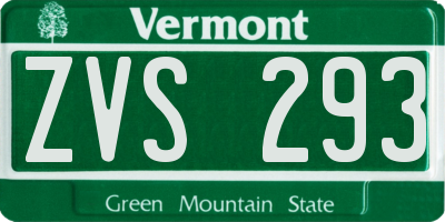 VT license plate ZVS293