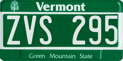VT license plate ZVS295