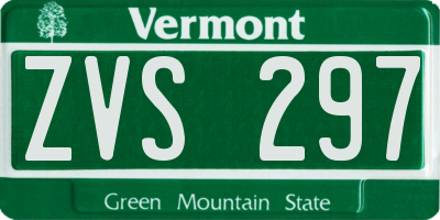 VT license plate ZVS297