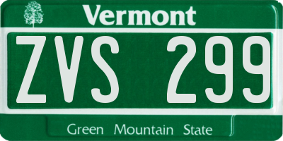 VT license plate ZVS299