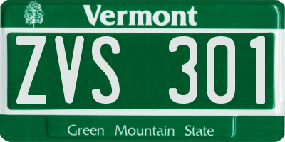 VT license plate ZVS301