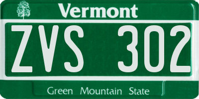 VT license plate ZVS302