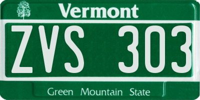 VT license plate ZVS303