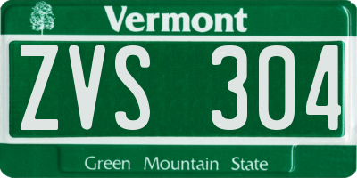 VT license plate ZVS304