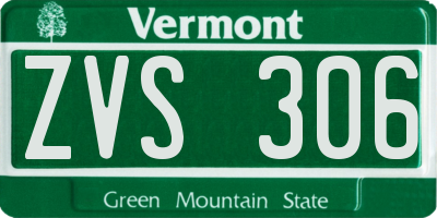 VT license plate ZVS306