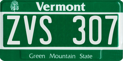 VT license plate ZVS307