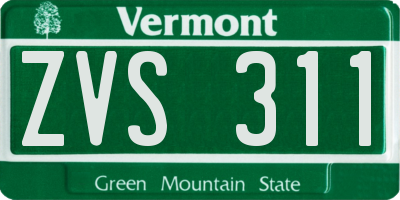 VT license plate ZVS311