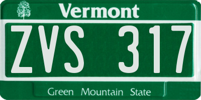 VT license plate ZVS317