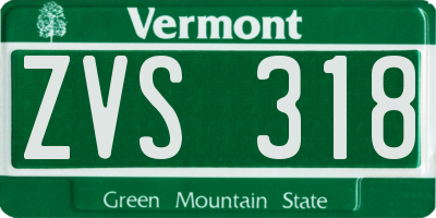 VT license plate ZVS318