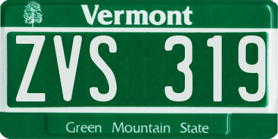 VT license plate ZVS319