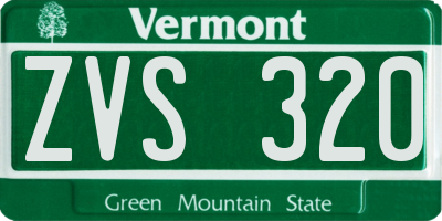 VT license plate ZVS320