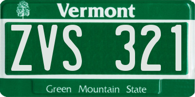 VT license plate ZVS321