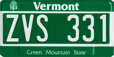 VT license plate ZVS331