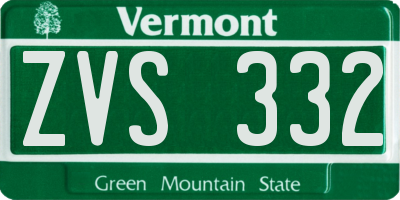 VT license plate ZVS332