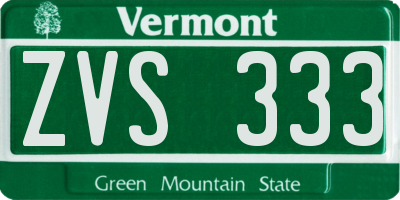VT license plate ZVS333