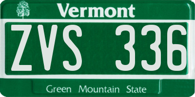 VT license plate ZVS336