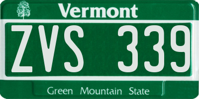 VT license plate ZVS339