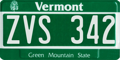 VT license plate ZVS342