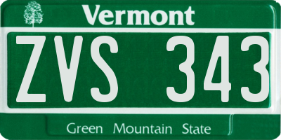 VT license plate ZVS343