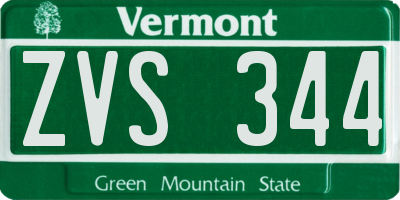 VT license plate ZVS344