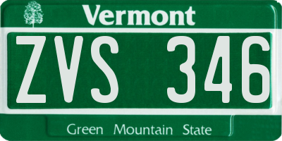 VT license plate ZVS346