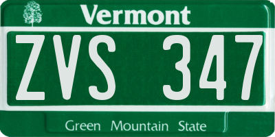 VT license plate ZVS347