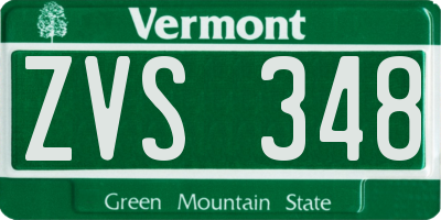 VT license plate ZVS348