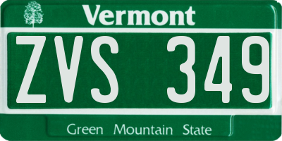 VT license plate ZVS349