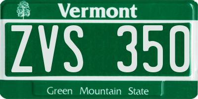 VT license plate ZVS350
