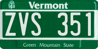 VT license plate ZVS351