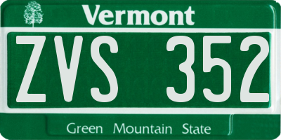 VT license plate ZVS352