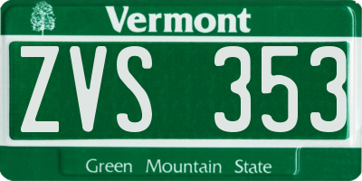 VT license plate ZVS353