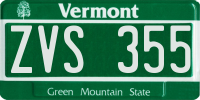 VT license plate ZVS355