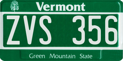VT license plate ZVS356