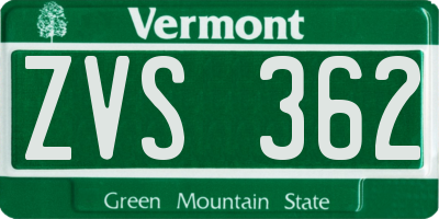 VT license plate ZVS362