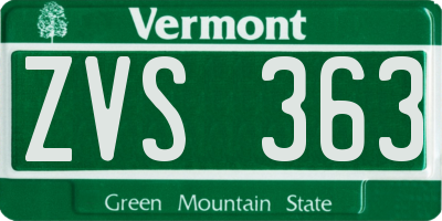 VT license plate ZVS363