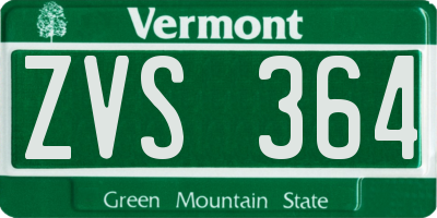 VT license plate ZVS364