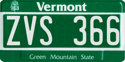 VT license plate ZVS366