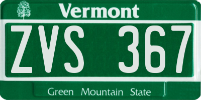 VT license plate ZVS367