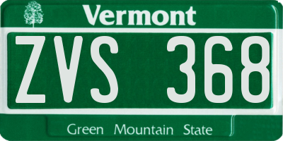 VT license plate ZVS368