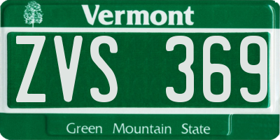 VT license plate ZVS369