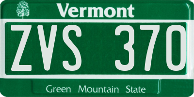 VT license plate ZVS370