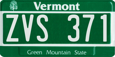 VT license plate ZVS371