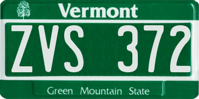 VT license plate ZVS372