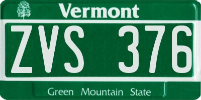 VT license plate ZVS376